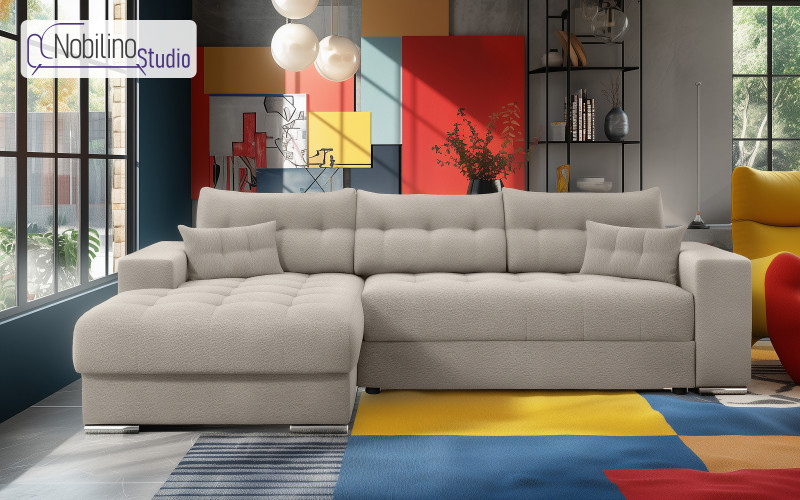 Раскладной угловой диван Сандер, бежевый  1