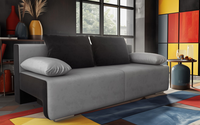 Canapea extensibila Keira, gri + negru  1
