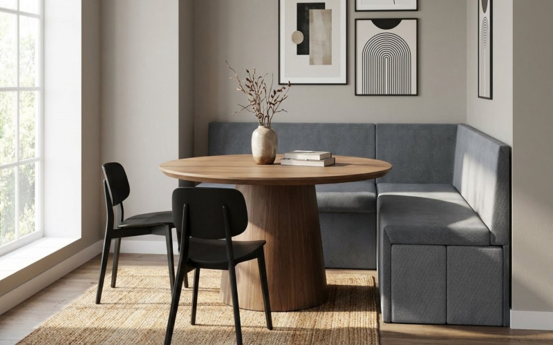 Coltar extensibil de bucatarie + 2 taburete Venturo, gri inchis + gri  1