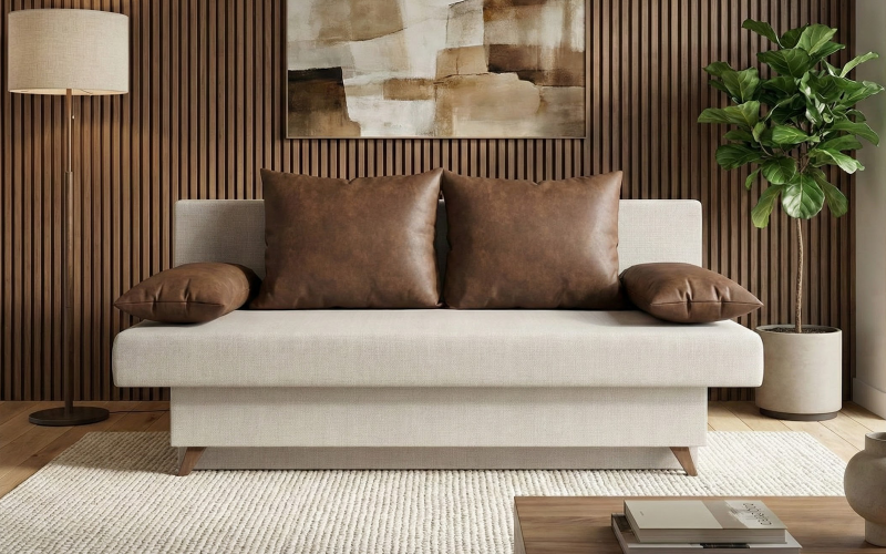 Canapea extensibila Garson, ivory + maro  1