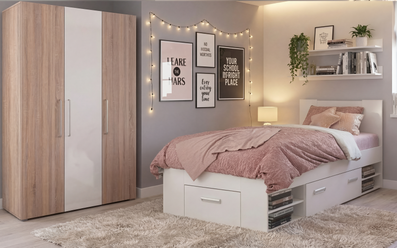 Set Camera copilului 2, stejar sonoma + alb lucios  1