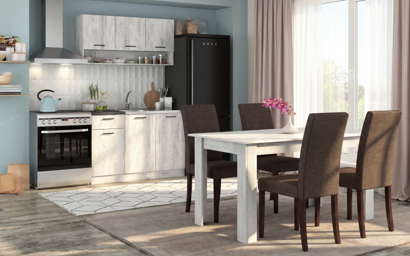 Комплект для кухни Лора 5 мини, дуб античный + темно-коричневый  1