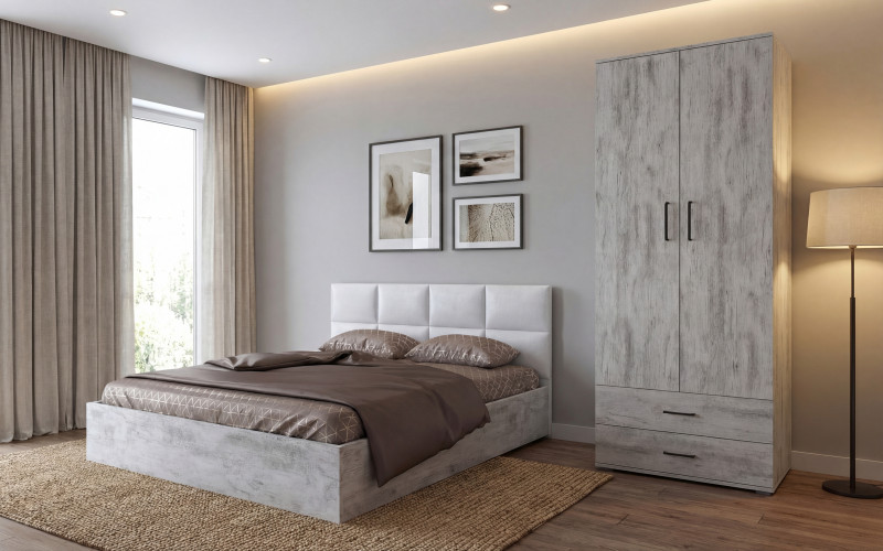 Спальный гарнитур под матрас 140/200 Астра XS, дуб античный  1