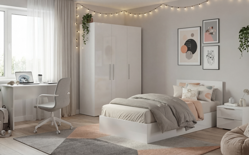 Set pentru dormitor Blanca White, alb lucios  1