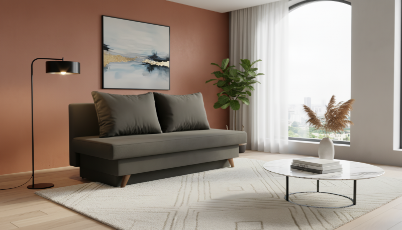 Canapea extensibila Rayan, gri-maroniu  5