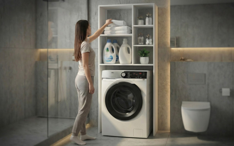 Dulap pentru masina de spalat Stan, alb mat  1