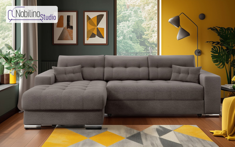 Раскладной угловой диван Сандер, светло-коричневый  1