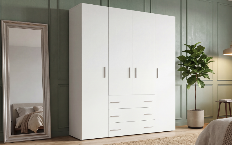 Dulap cu patru usi Patrick, alb mat  1